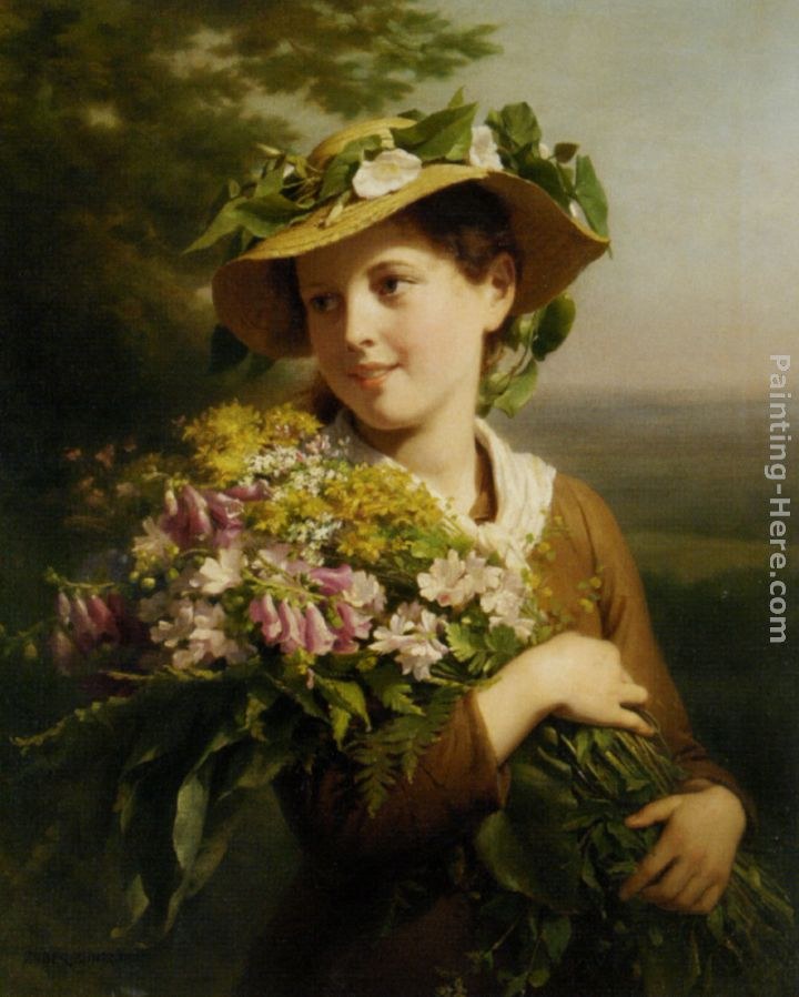 Fritz Zuber-Buhler Young Beauty with Bouquet